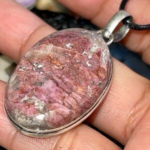 Aphrodite Stone Cobaltoan Calcite Crystal Pendant 1 7/8”